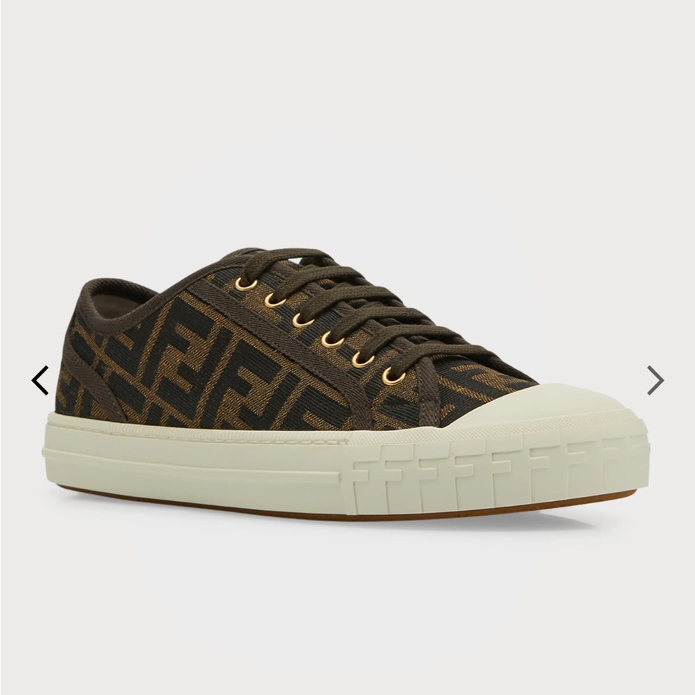 FF Fendi Jacqaurd Low-Top Ladies Sneakers.  Brand new in box, never worn.